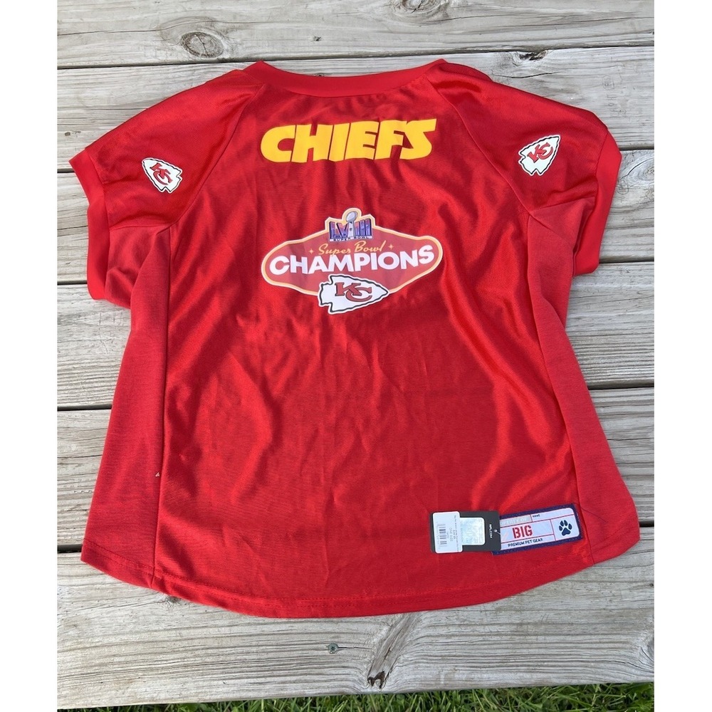 Kansas City Chiefs Pet Dog Football Jersey size XL Super Bowl LVIII Champions